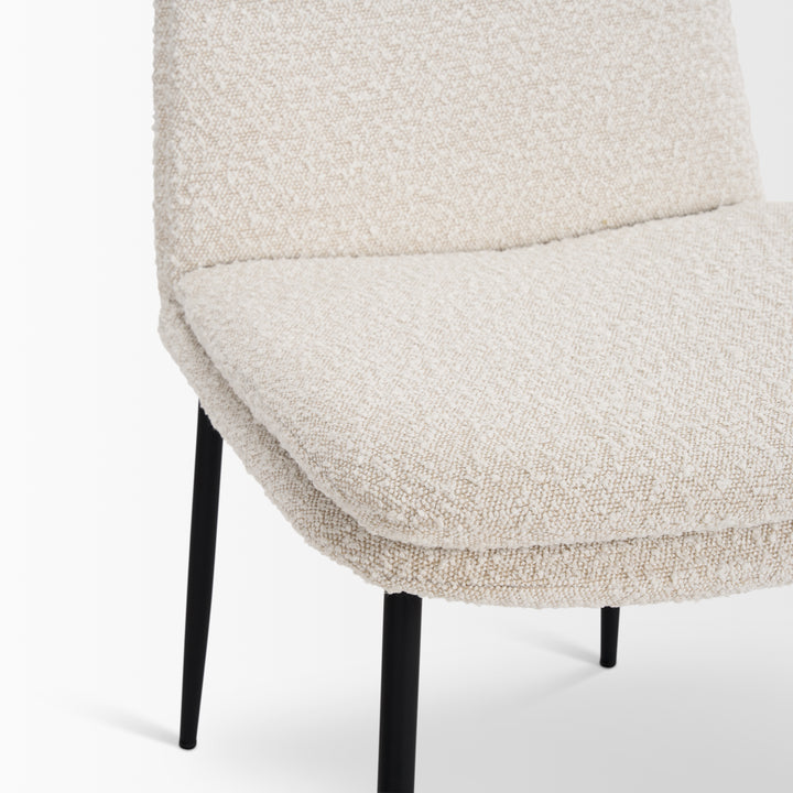 Eve Dining Chair w/ Cream Boucle Fabric & Matte Black Metal Dining Room Mercana