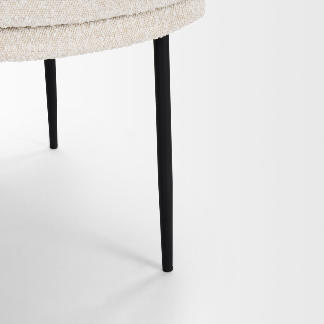Eve Dining Chair w/ Cream Boucle Fabric & Matte Black Metal Dining Room Mercana