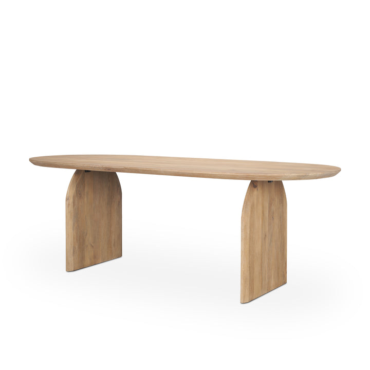 Isla Oval Dining Table w/Light Brown Wood Top & Arched Legs Dining Room Mercana