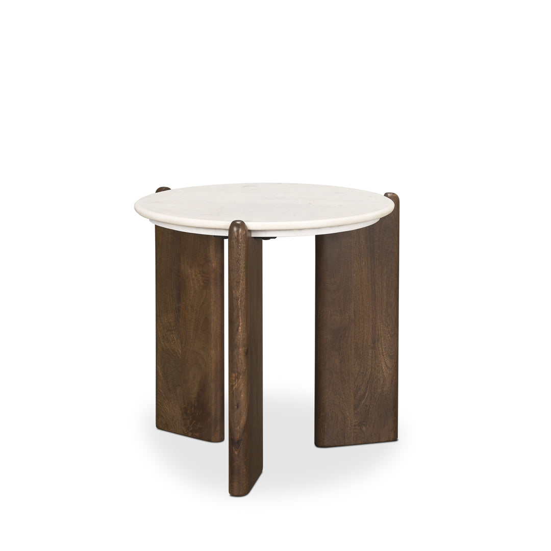 Rumer Dark Brown Wood w/ White Marble Side Table Living Room Mercana