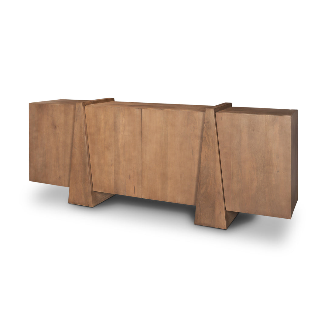 Eula Medium Brown Wood 4-Door Sideboard Dining Room Mercana