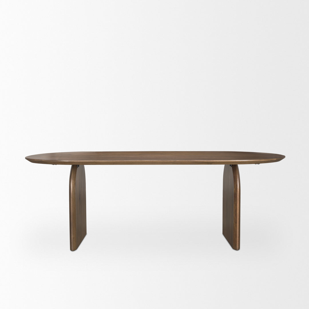 Isla Oval Dining Table w/Dark Brown Wood Top & Arched Legs Dining Room Mercana