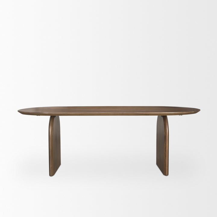 Isla Oval Dining Table w/Dark Brown Wood Top & Arched Legs Dining Room Mercana
