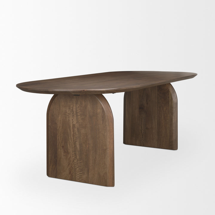 Isla Oval Dining Table w/Dark Brown Wood Top & Arched Legs Dining Room Mercana