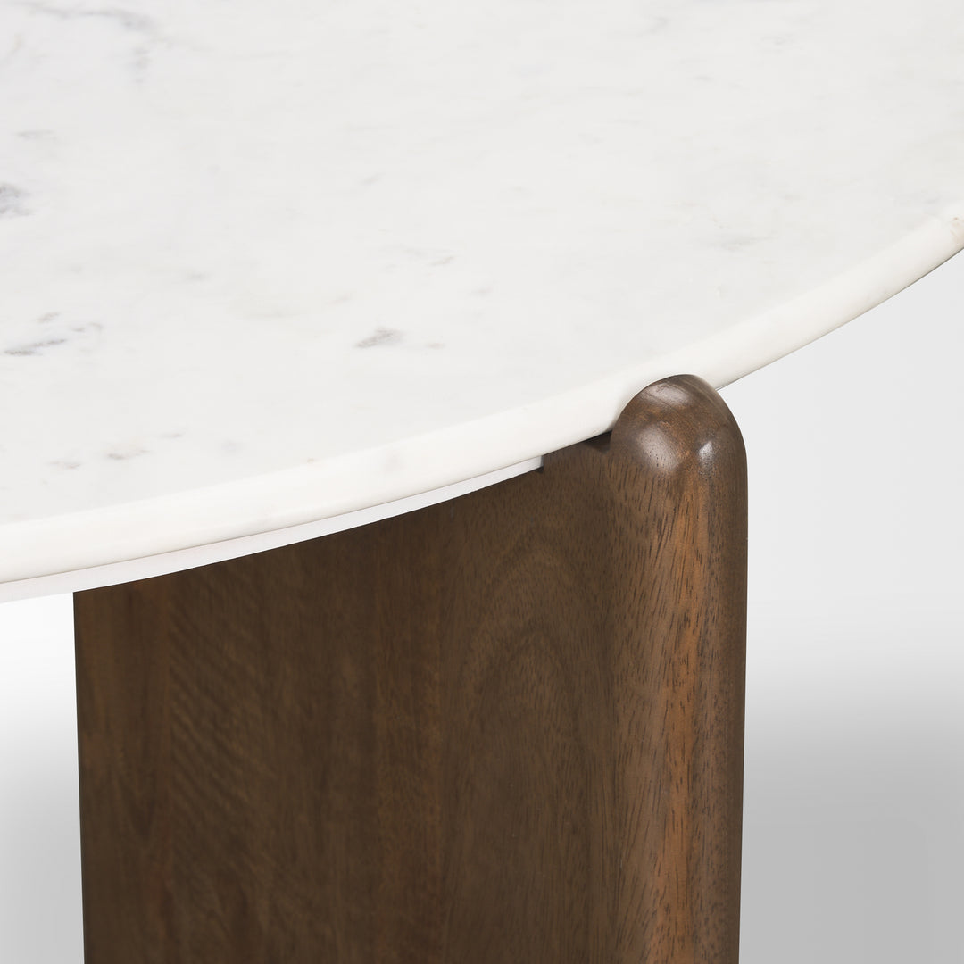 Rumer Dark Brown Wood w/ White Marble Coffee Table Living Room Mercana