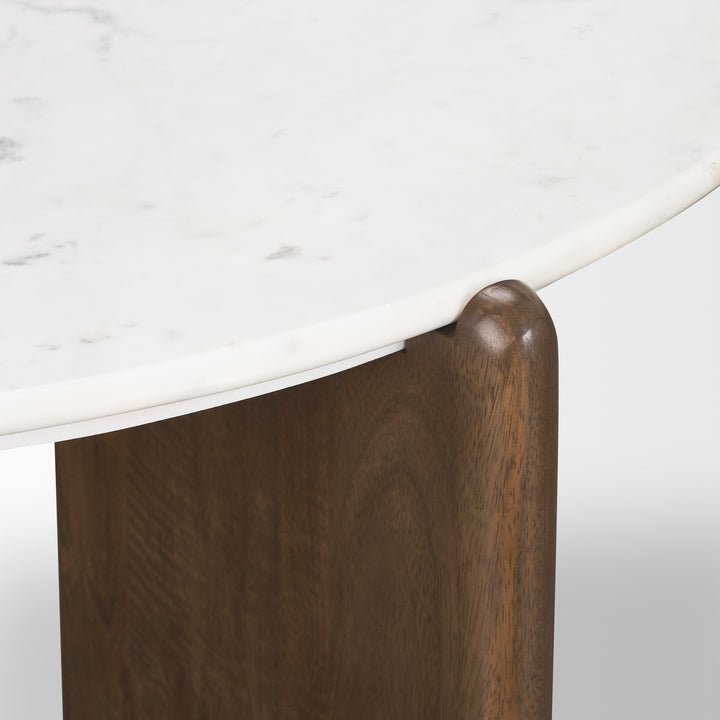 Rumer Dark Brown Wood w/ White Marble Coffee Table Living Room Mercana