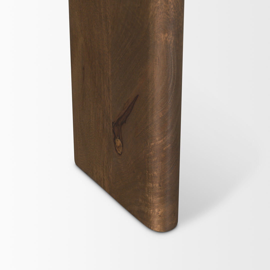 Rumer Dark Brown Wood w/ White Marble Side Table Living Room Mercana