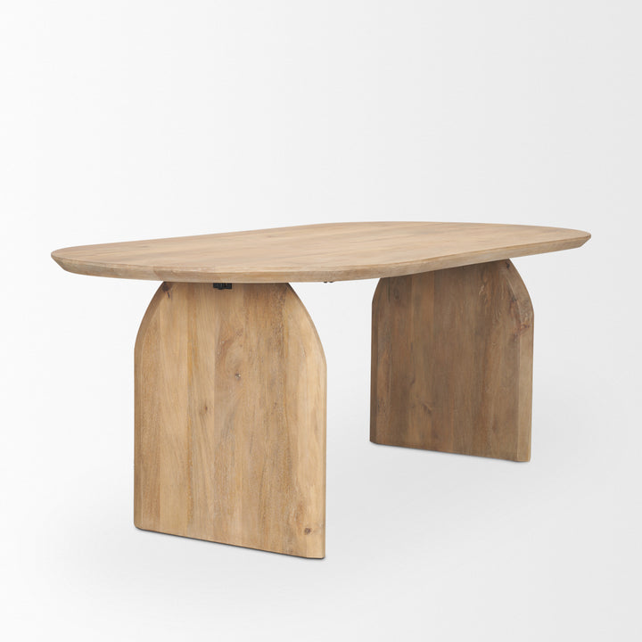 Isla Oval Dining Table w/Light Brown Wood Top & Arched Legs Dining Room Mercana