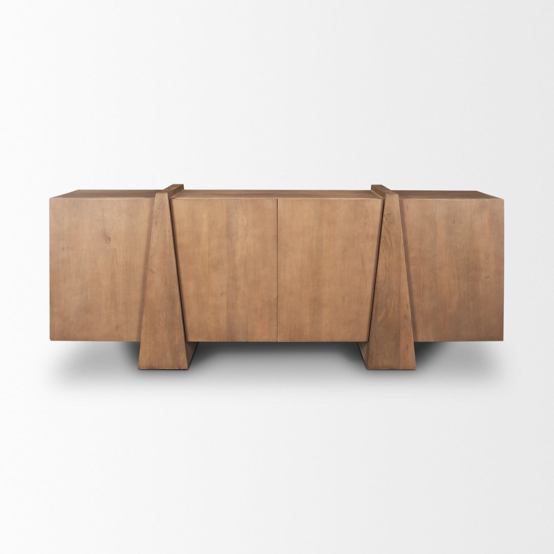 Eula Medium Brown Wood 4-Door Sideboard Dining Room Mercana