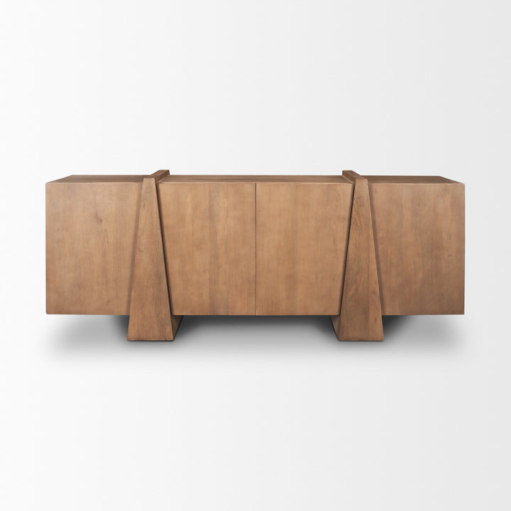 Eula Medium Brown Wood 4-Door Sideboard Dining Room Mercana