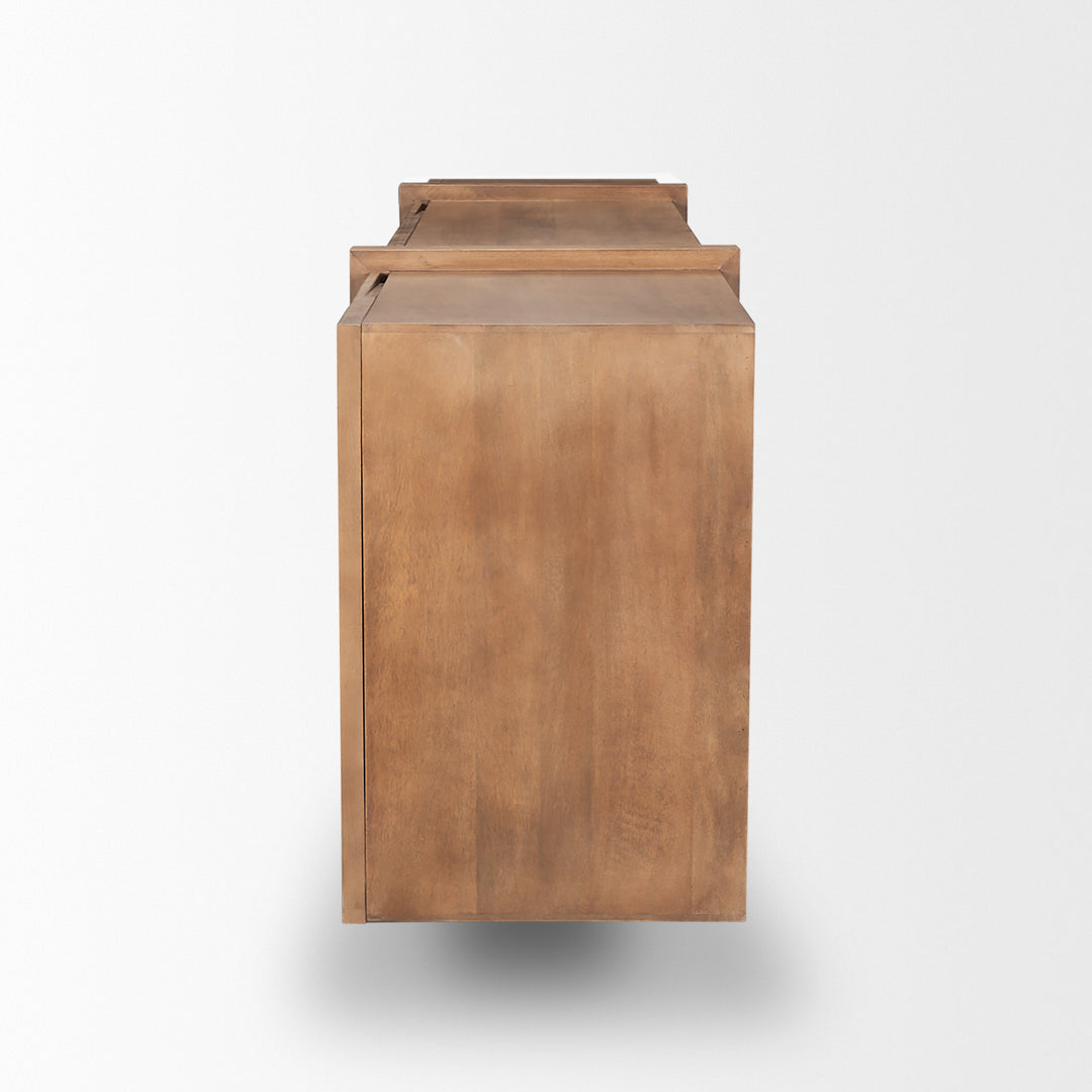Eula Medium Brown Wood 4-Door Sideboard Dining Room Mercana