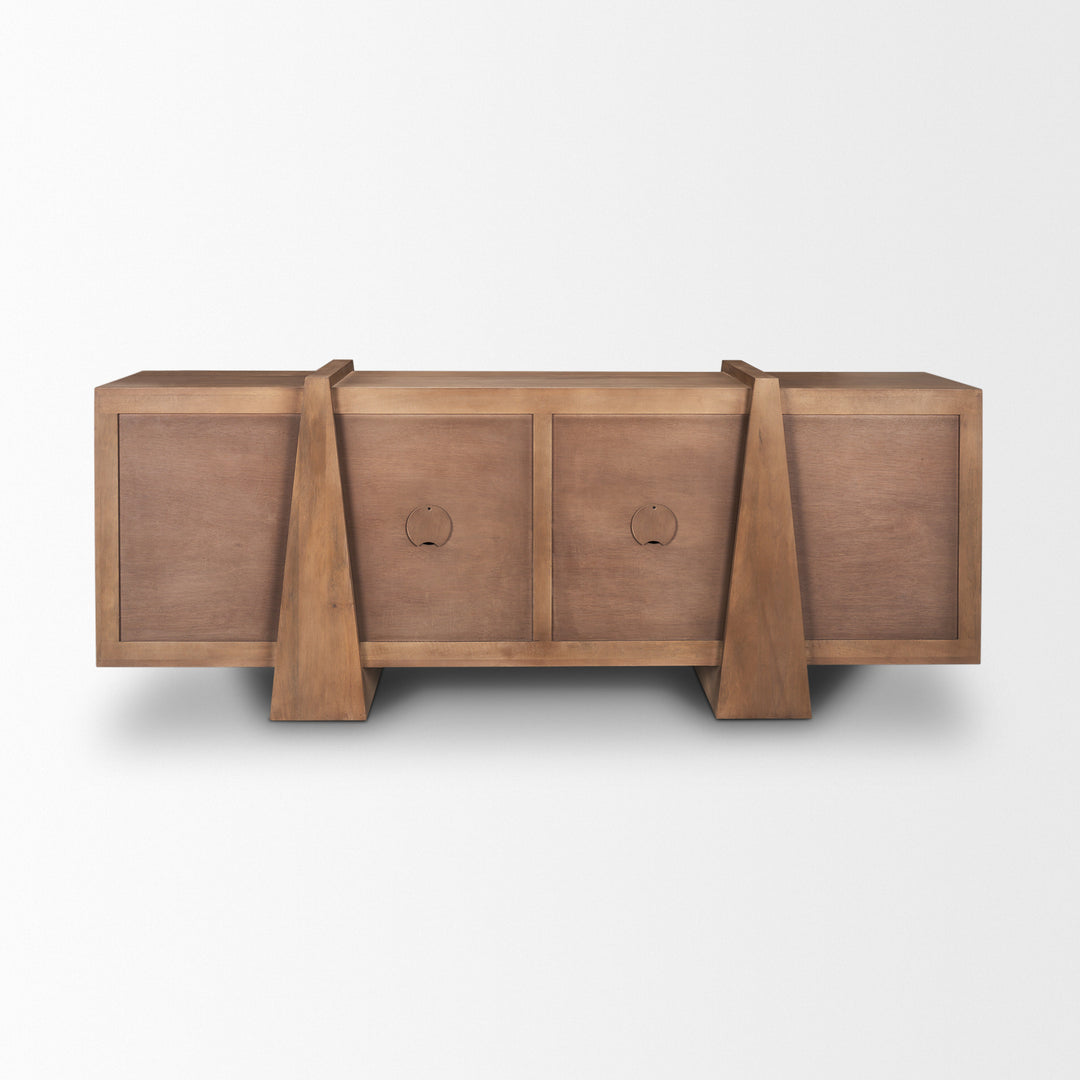 Eula Medium Brown Wood 4-Door Sideboard Dining Room Mercana