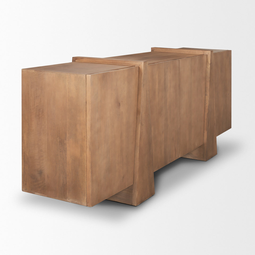 Eula Medium Brown Wood 4-Door Sideboard Dining Room Mercana