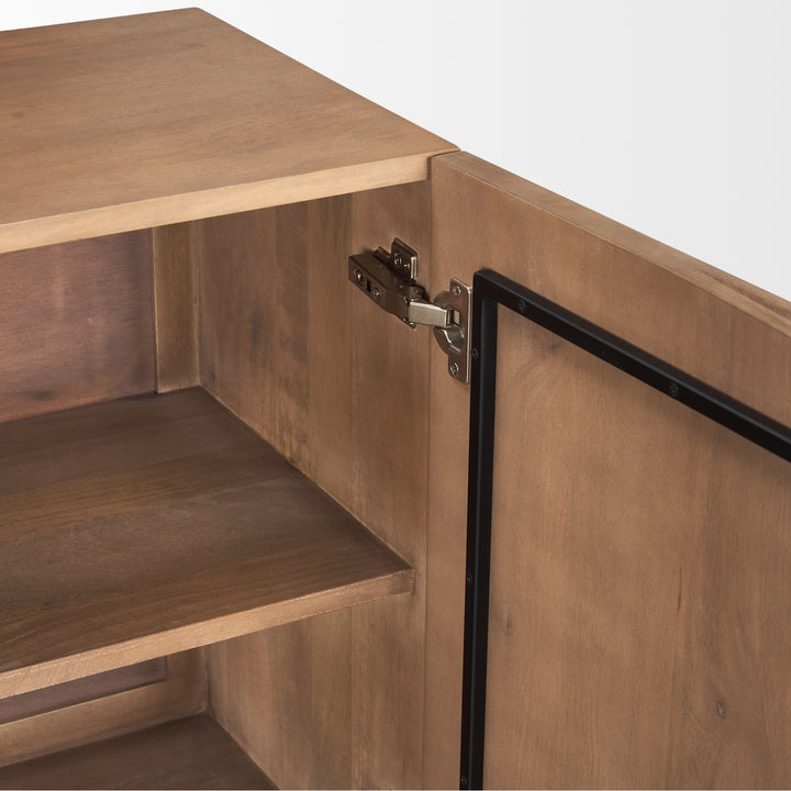 Eula Medium Brown Wood 4-Door Sideboard Dining Room Mercana
