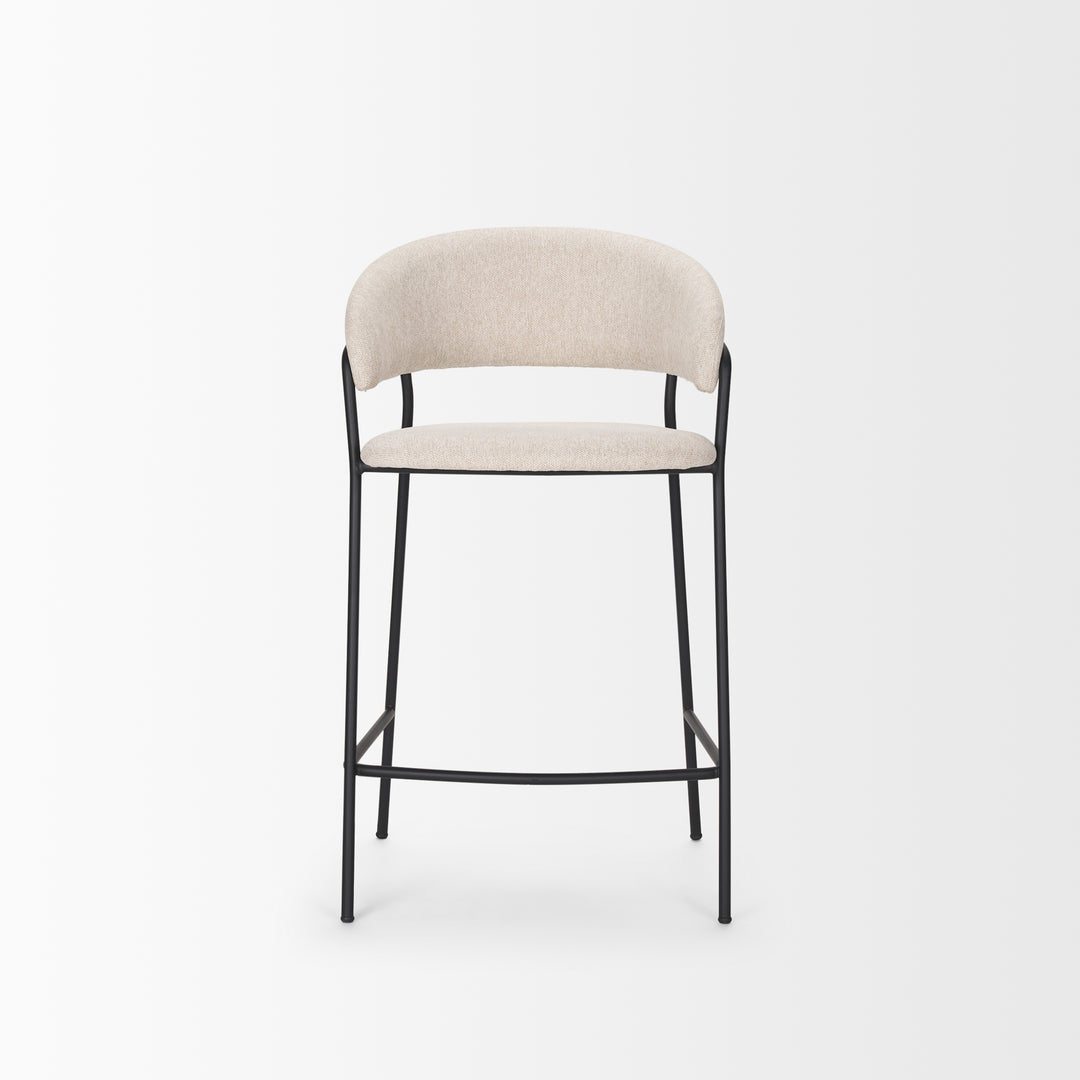 Carolyn Counter Stool w/ Oatmeal Fabric & Matte Black Metal Dining Room Mercana