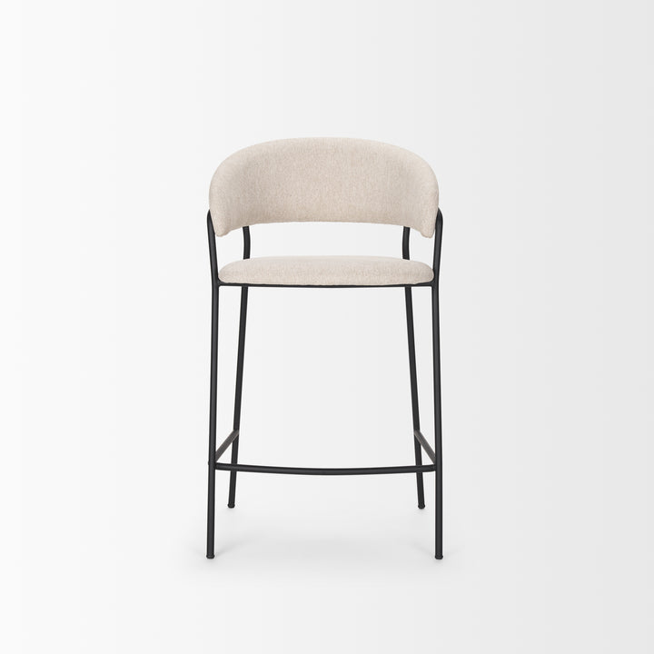 Carolyn Counter Stool w/ Oatmeal Fabric & Matte Black Metal Dining Room Mercana
