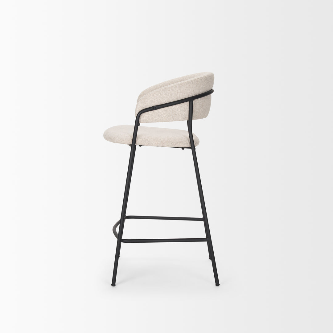 Carolyn Counter Stool w/ Oatmeal Fabric & Matte Black Metal Dining Room Mercana
