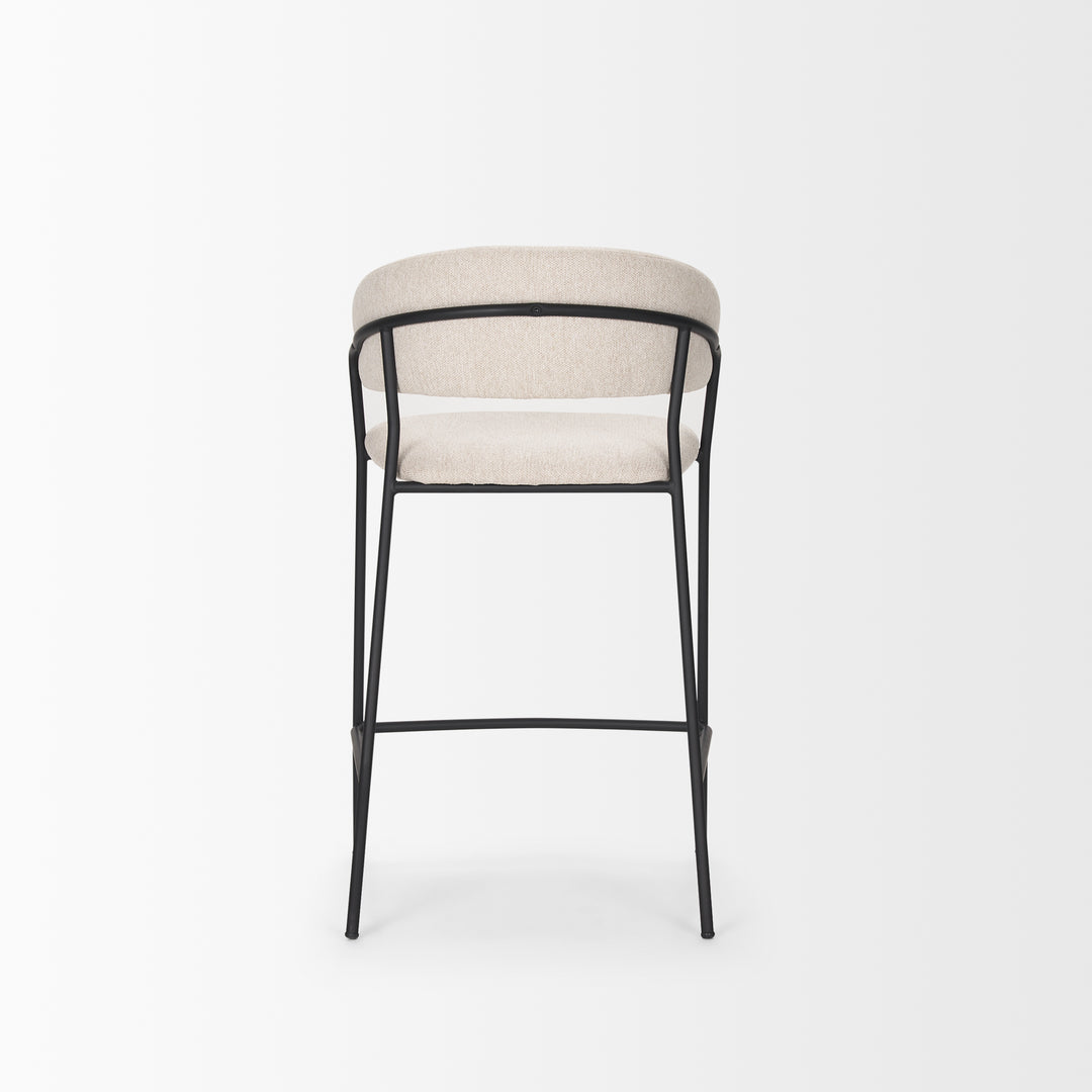 Carolyn Counter Stool w/ Oatmeal Fabric & Matte Black Metal Dining Room Mercana