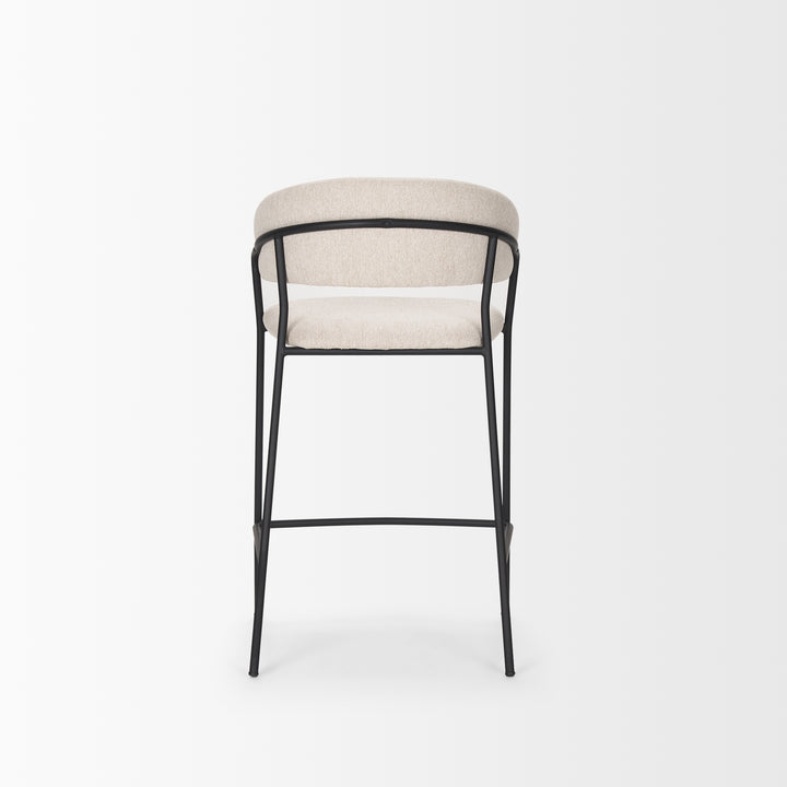 Carolyn Counter Stool w/ Oatmeal Fabric & Matte Black Metal Dining Room Mercana