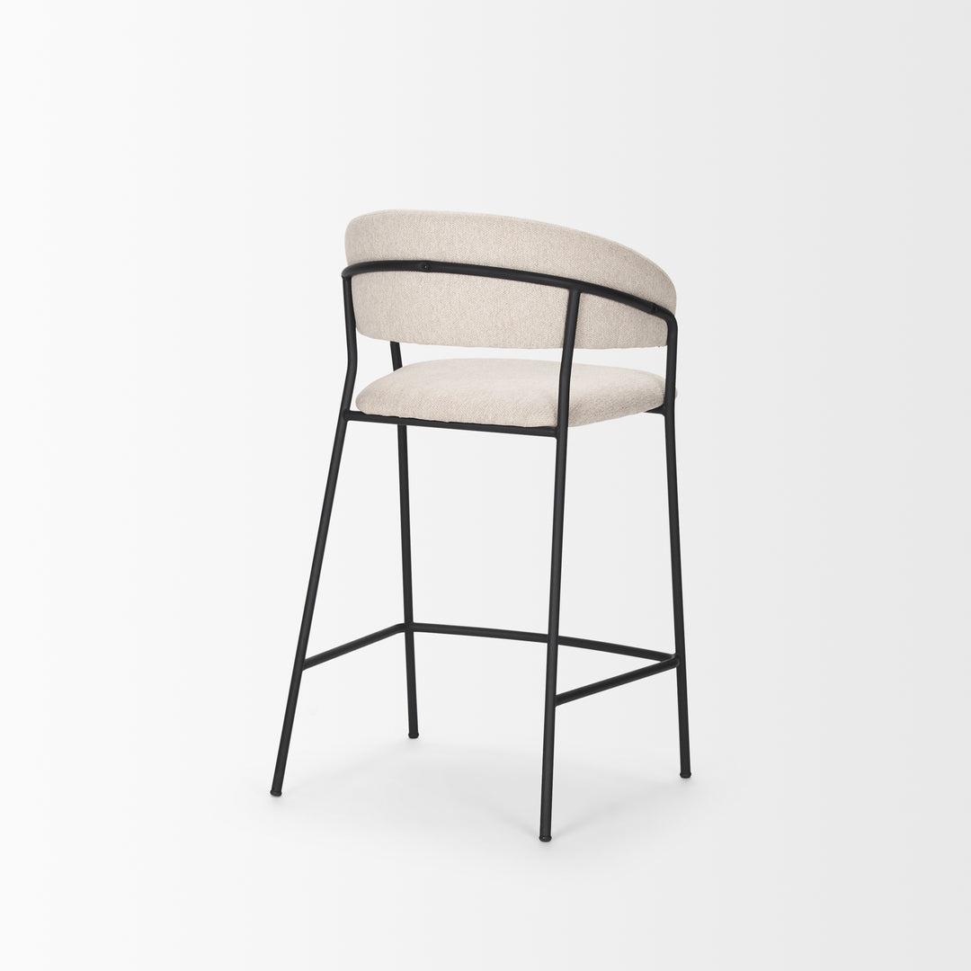 Carolyn Counter Stool w/ Oatmeal Fabric & Matte Black Metal Dining Room Mercana