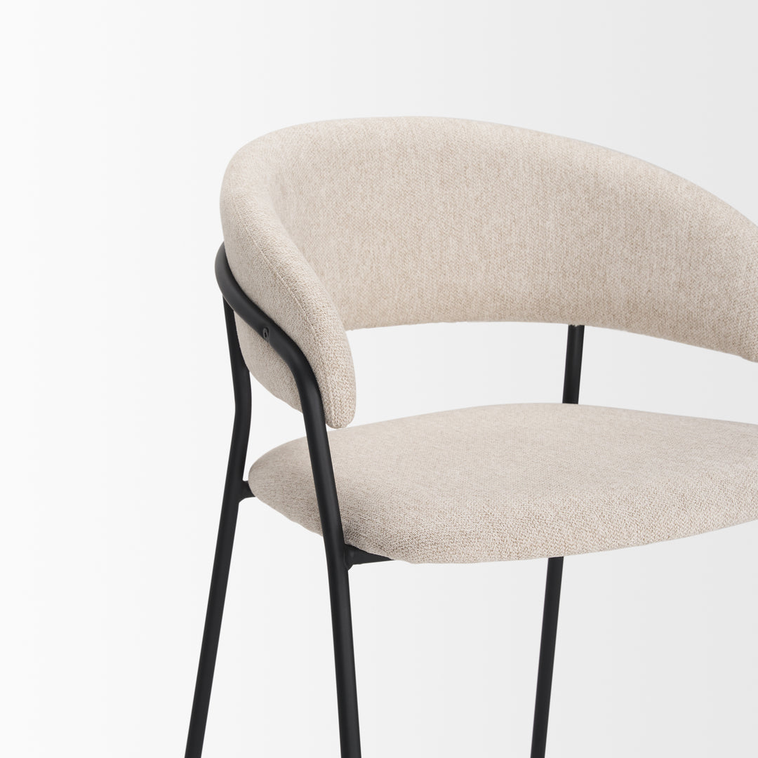 Carolyn Counter Stool w/ Oatmeal Fabric & Matte Black Metal Dining Room Mercana