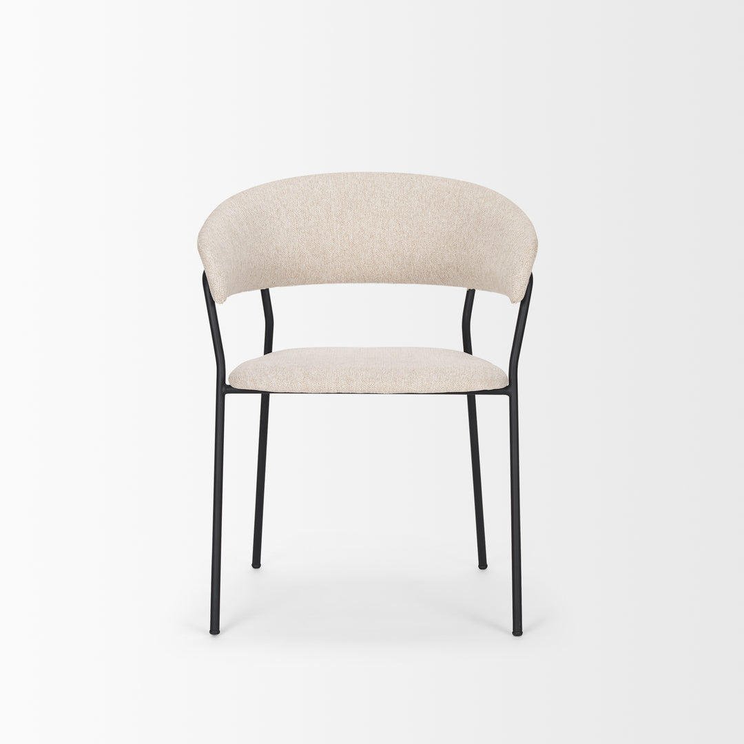 Carolyn Dining Chair w/ Oatmeal Fabric & Matte Black Metal Dining Room Mercana