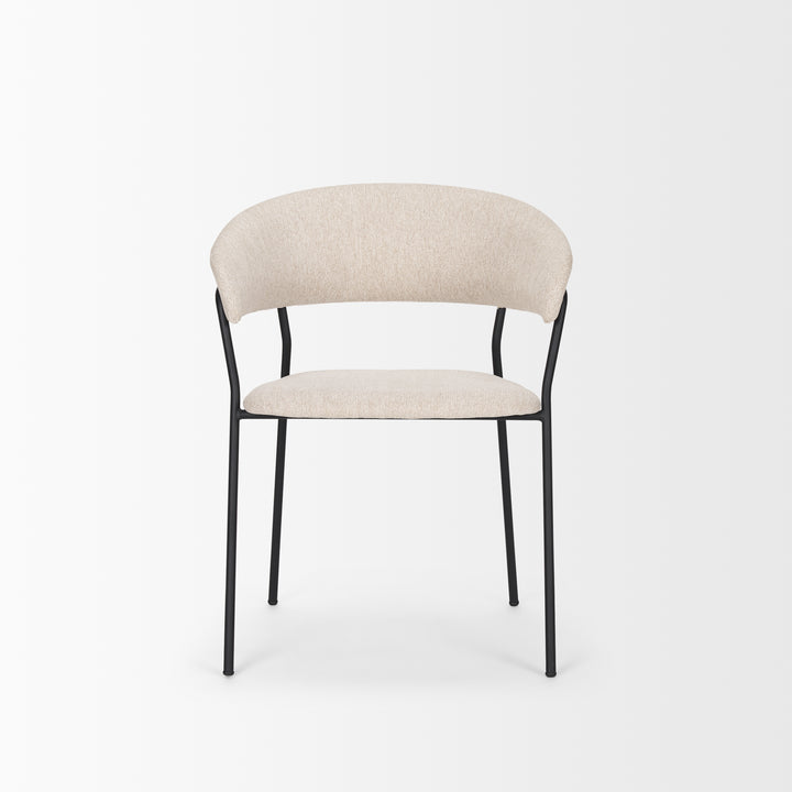 Carolyn Dining Chair w/ Oatmeal Fabric & Matte Black Metal Dining Room Mercana