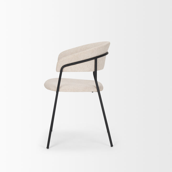 Carolyn Dining Chair w/ Oatmeal Fabric & Matte Black Metal Dining Room Mercana