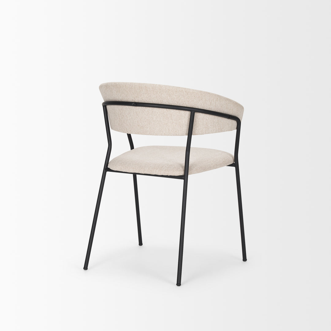 Carolyn Dining Chair w/ Oatmeal Fabric & Matte Black Metal Dining Room Mercana