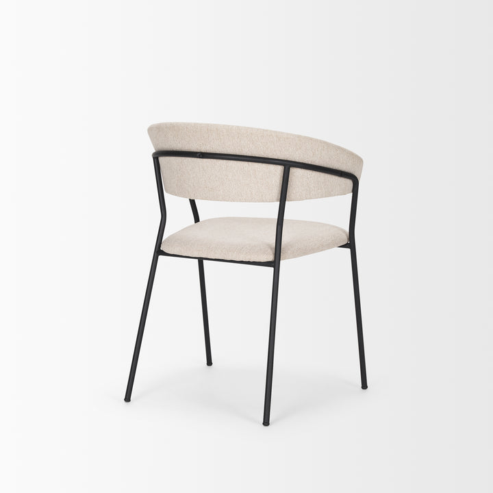 Carolyn Dining Chair w/ Oatmeal Fabric & Matte Black Metal Dining Room Mercana