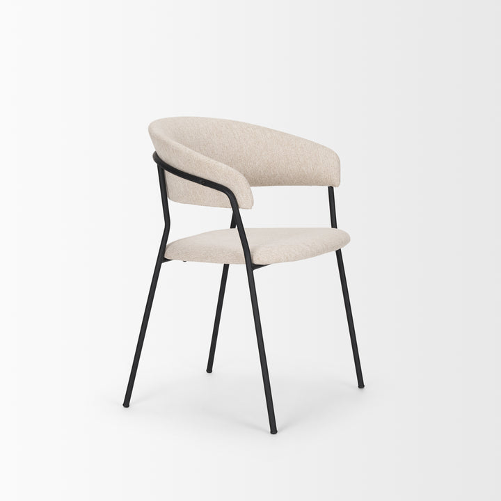 Carolyn Dining Chair w/ Oatmeal Fabric & Matte Black Metal Dining Room Mercana