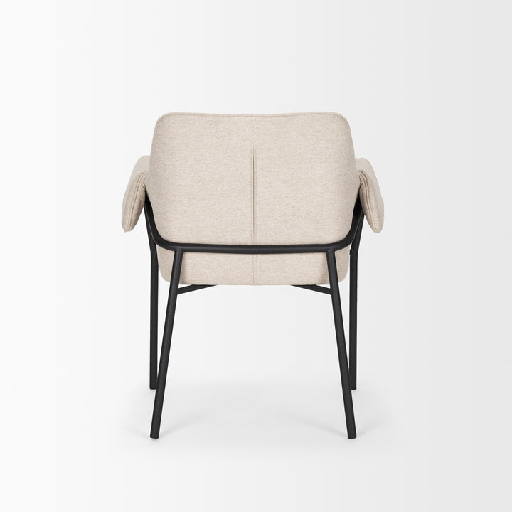 Brently Dining Chair w/ Oatmeal Fabric & Matte Black Metal Legs Living Room Mercana