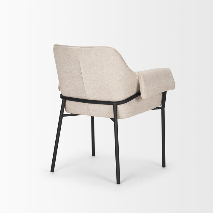 Brently Dining Chair w/ Oatmeal Fabric & Matte Black Metal Legs Living Room Mercana