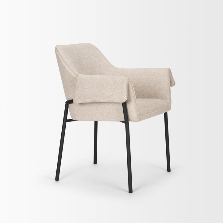 Brently Dining Chair w/ Oatmeal Fabric & Matte Black Metal Legs Living Room Mercana