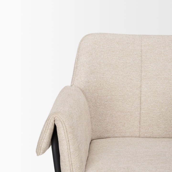 Brently Dining Chair w/ Oatmeal Fabric & Matte Black Metal Legs Living Room Mercana