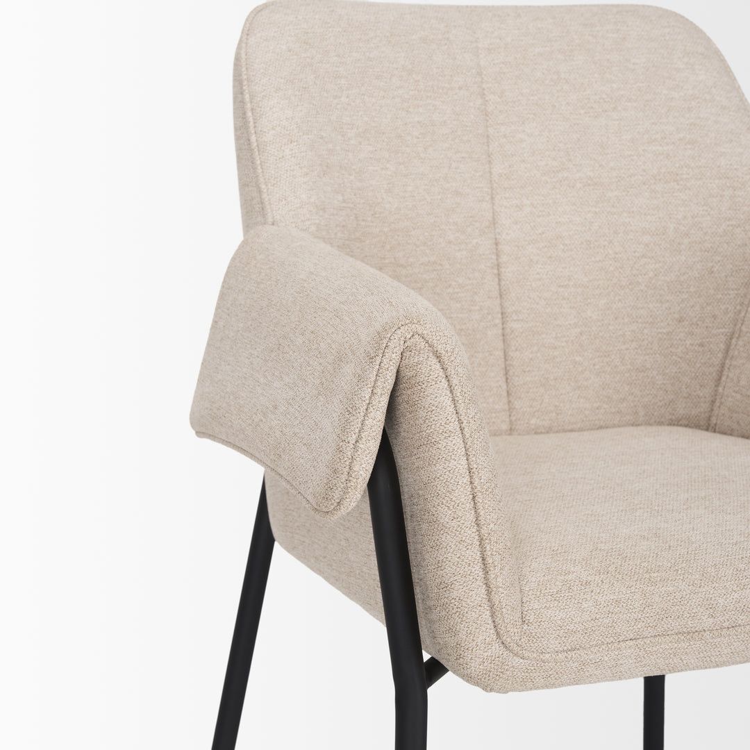 Brently Dining Chair w/ Oatmeal Fabric & Matte Black Metal Legs Living Room Mercana