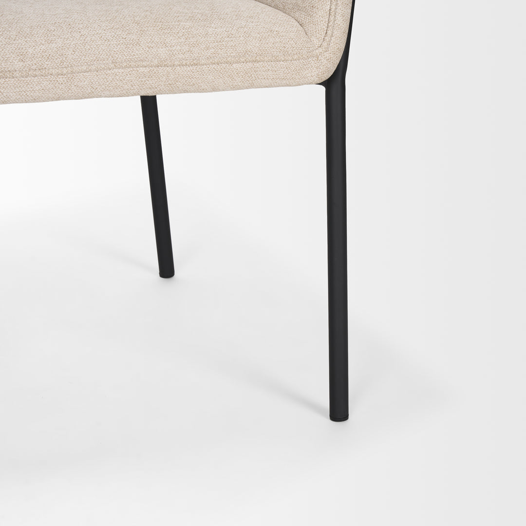 Brently Dining Chair w/ Oatmeal Fabric & Matte Black Metal Legs Living Room Mercana