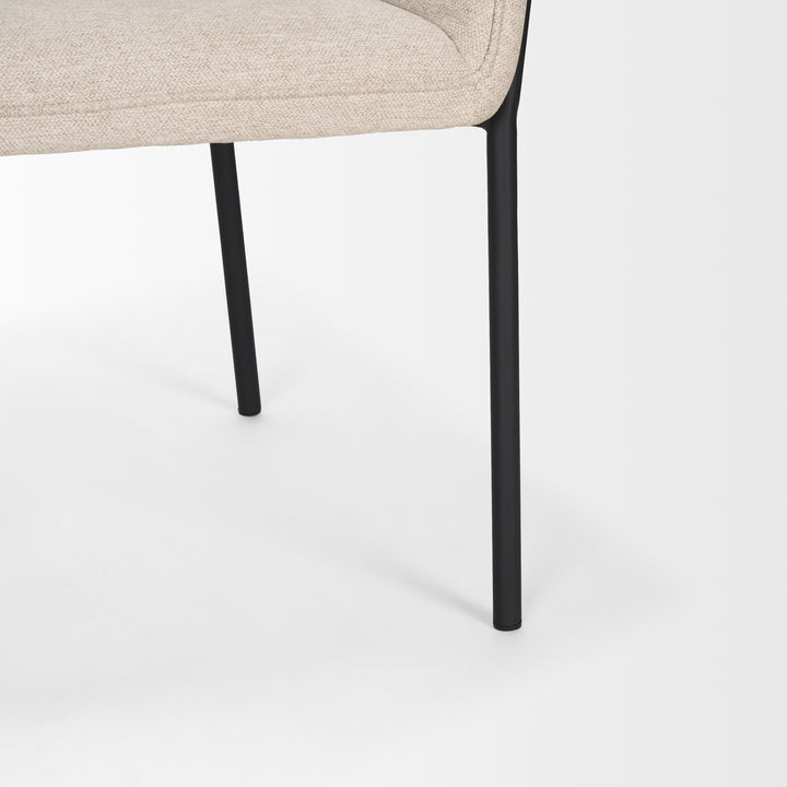 Brently Dining Chair w/ Oatmeal Fabric & Matte Black Metal Legs Living Room Mercana