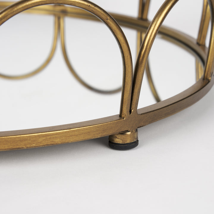 Lenore Round Metal/Mirror Tray Gold (Set of 2) Decor Mercana