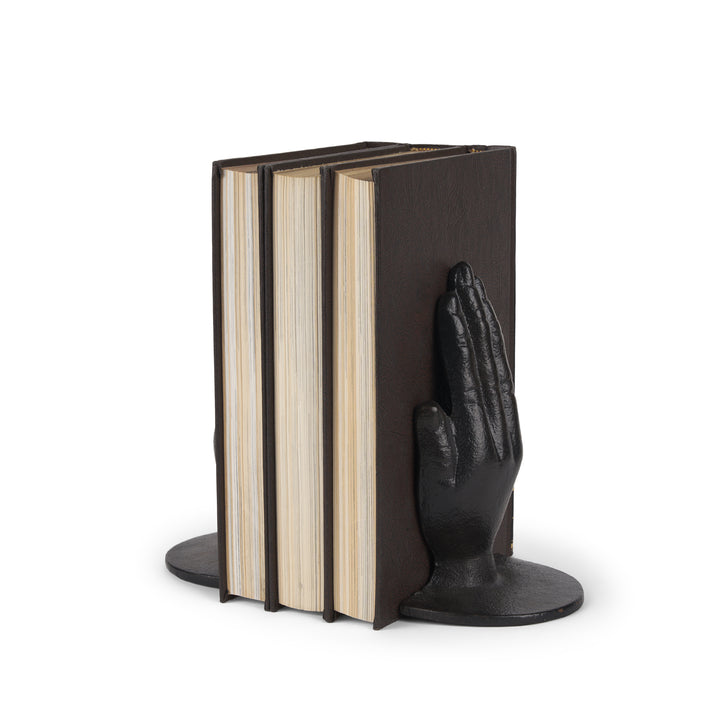 Praying Hands Bronze Cast Iron Book Ends Decor Mercana