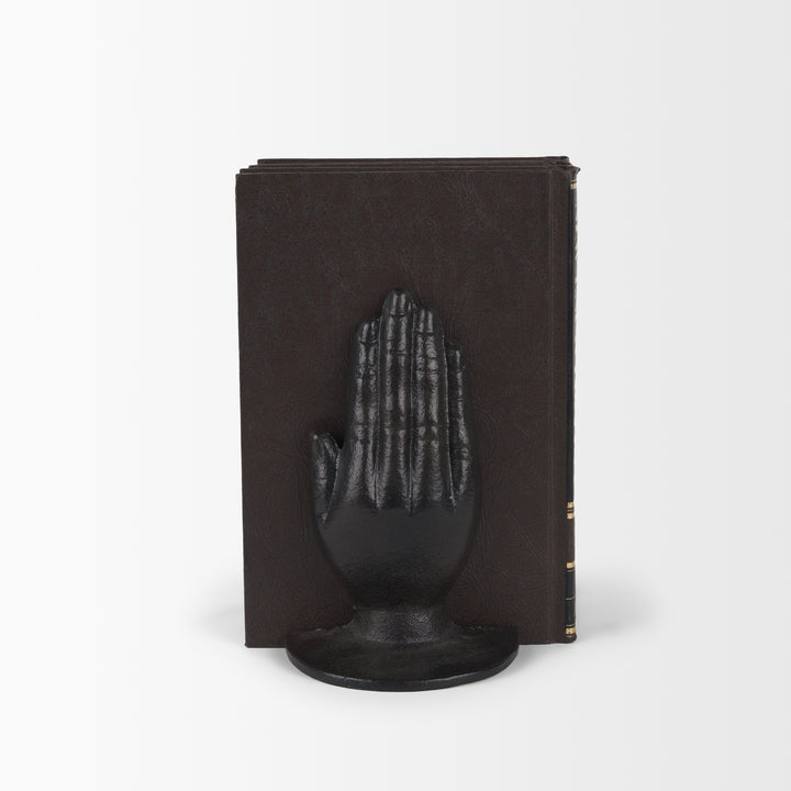 Praying Hands Bronze Cast Iron Book Ends Decor Mercana