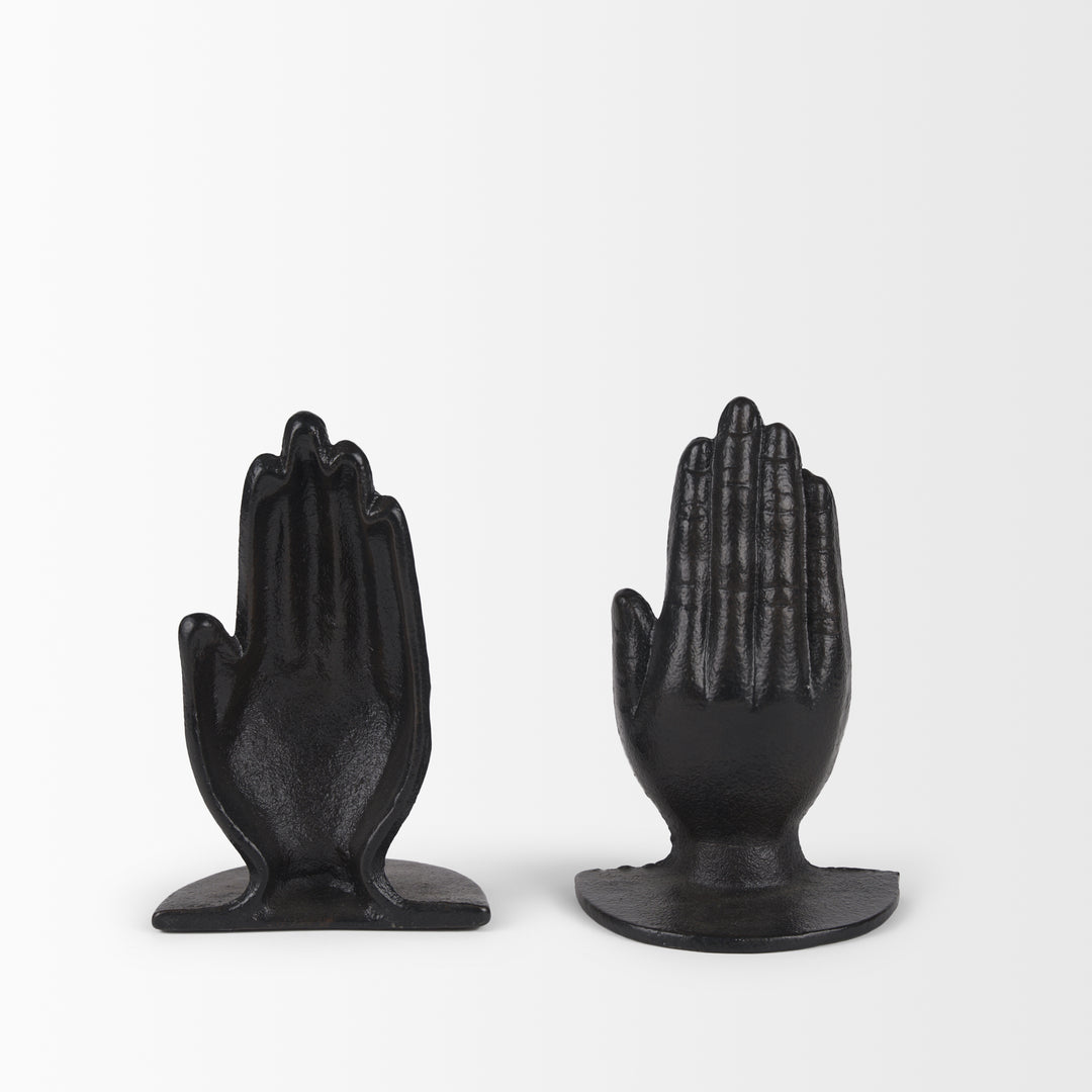 Praying Hands Bronze Cast Iron Book Ends Decor Mercana