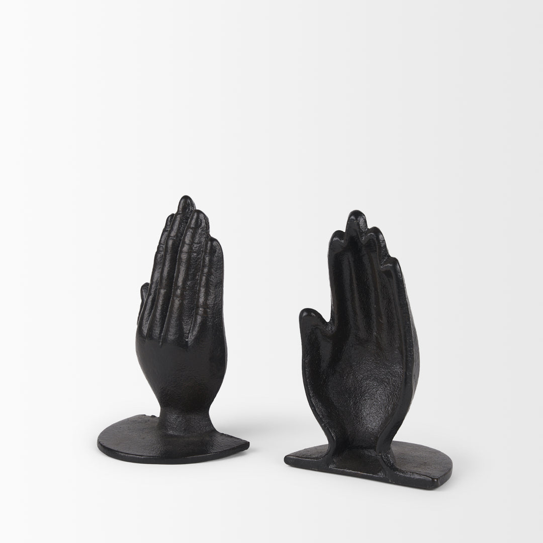 Praying Hands Bronze Cast Iron Book Ends Decor Mercana