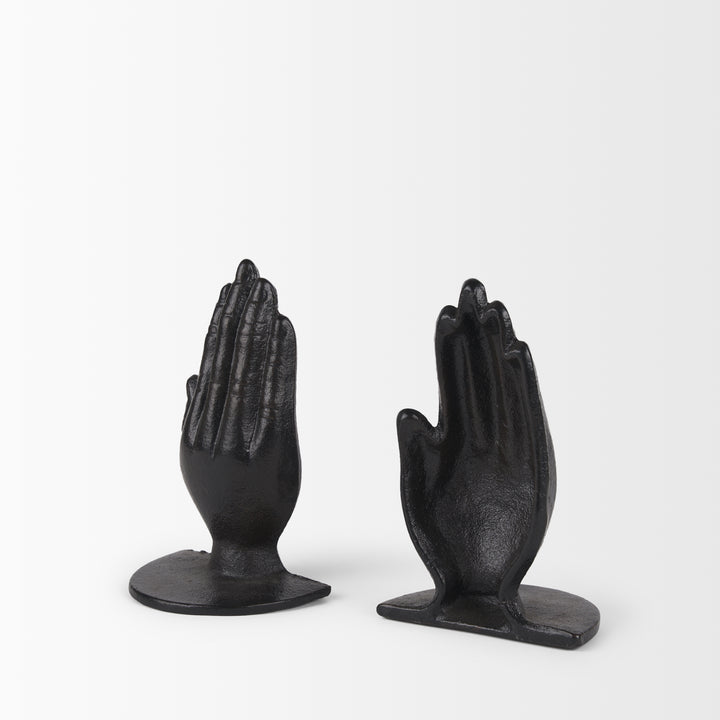 Praying Hands Bronze Cast Iron Book Ends Decor Mercana