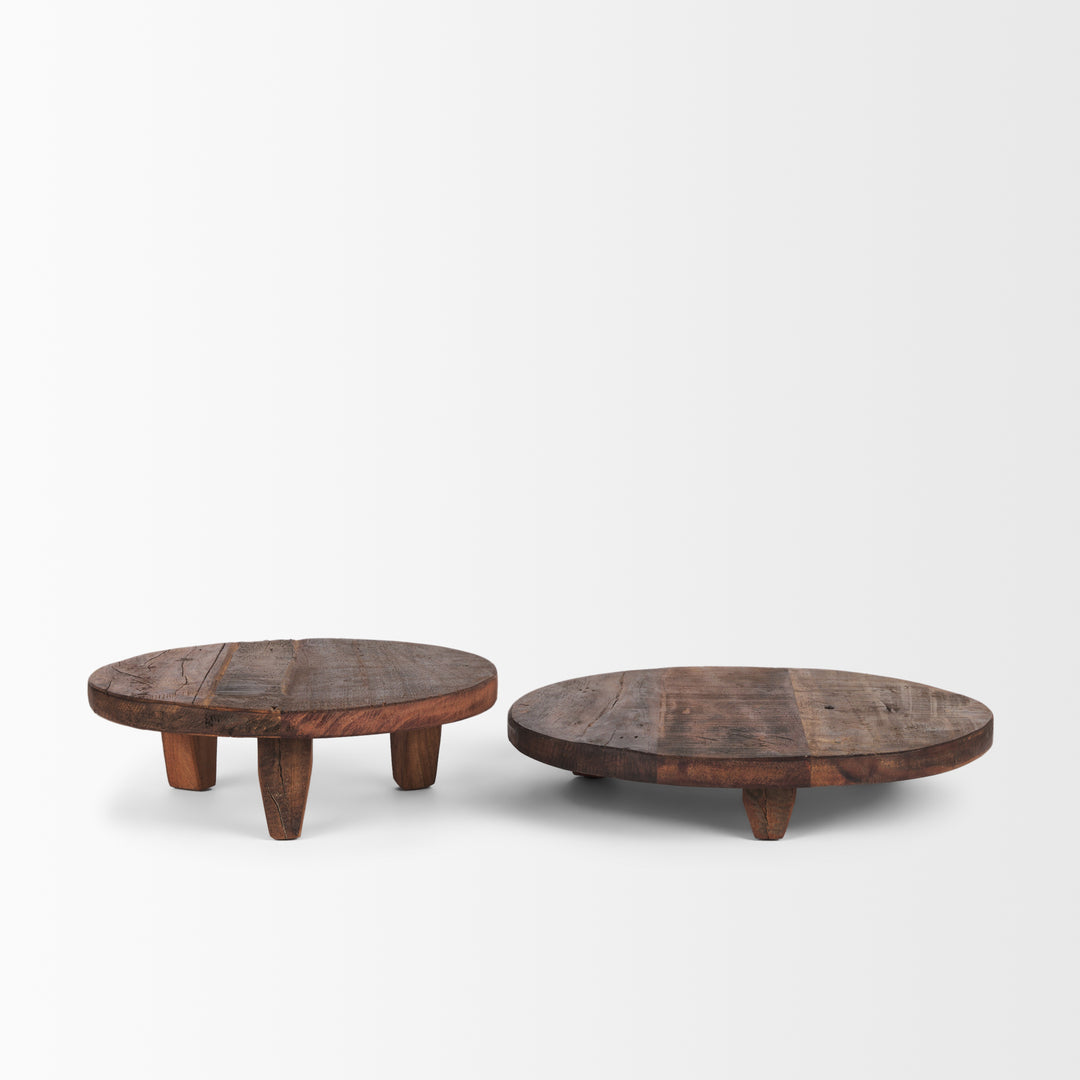 Iza Medium Brown Wooden Riser (Set of 2) Decor Mercana