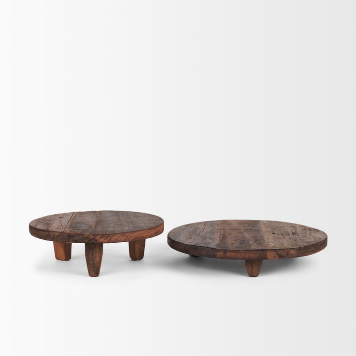 Iza Medium Brown Wooden Riser (Set of 2) Decor Mercana