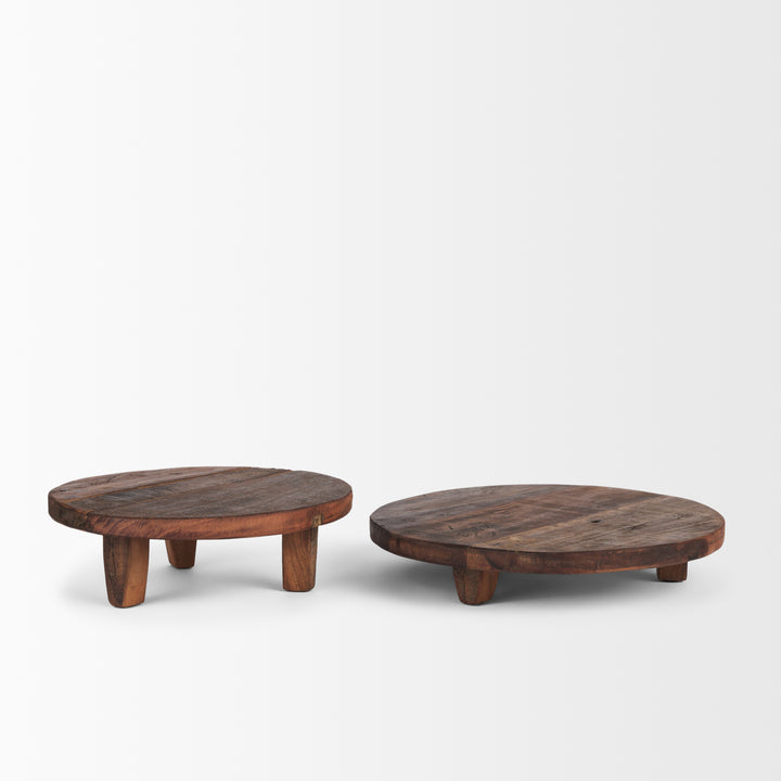Iza Medium Brown Wooden Riser (Set of 2) Decor Mercana