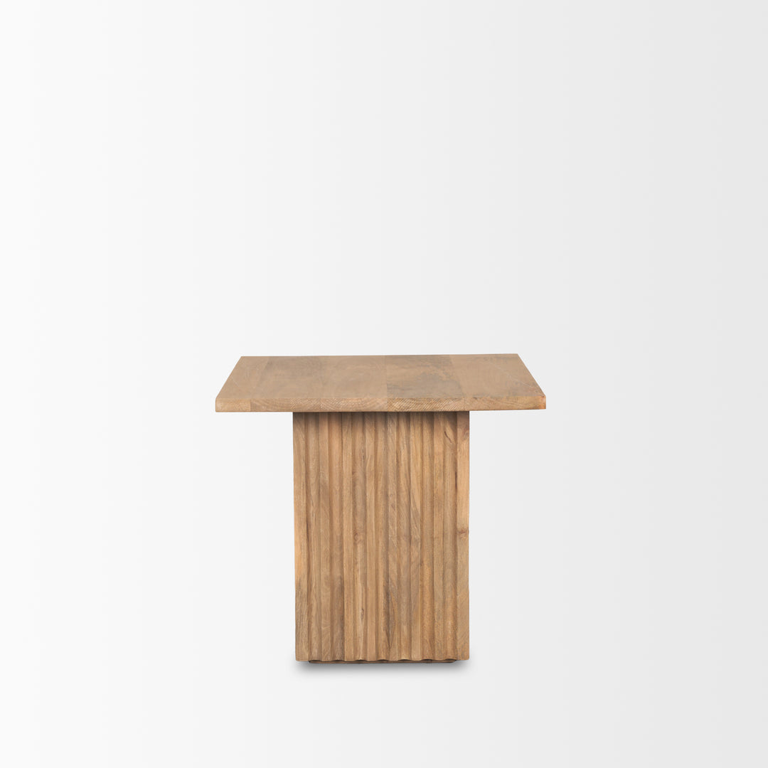 June Light Brown Wood w/ Fluting Square Side Table Living Room Mercana
