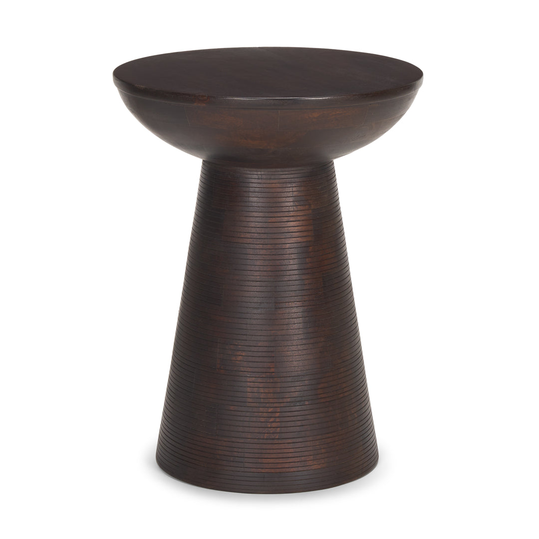 Novell Dark Brown Wood Pedestal Accent Table Dining Room Mercana