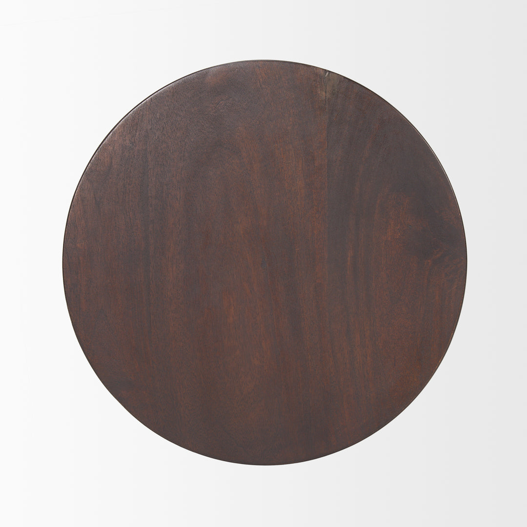 Novell Dark Brown Wood Pedestal Accent Table Dining Room Mercana